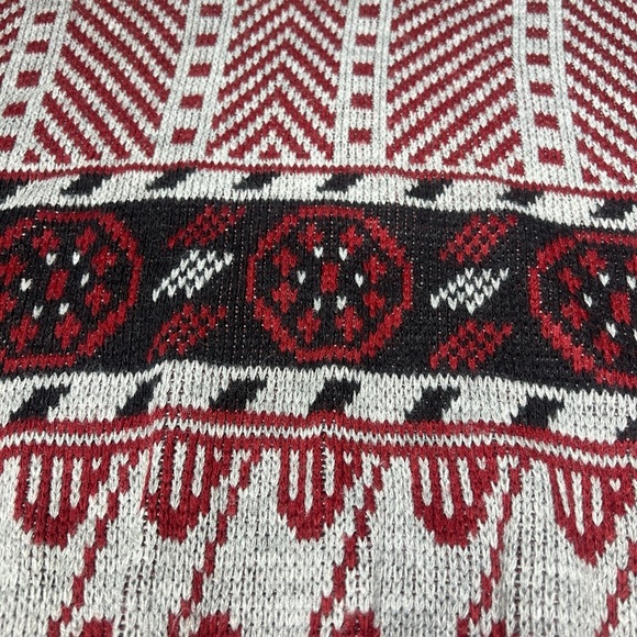 Vintage 80s Jordache Sweater Knit Gray Retro Geometric Après Ski Grandpa Core - Picture 4 of 10